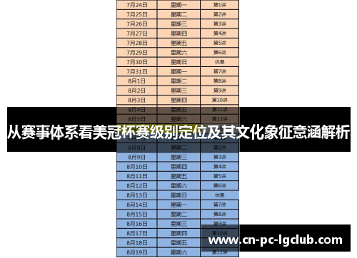 从赛事体系看美冠杯赛级别定位及其文化象征意涵解析